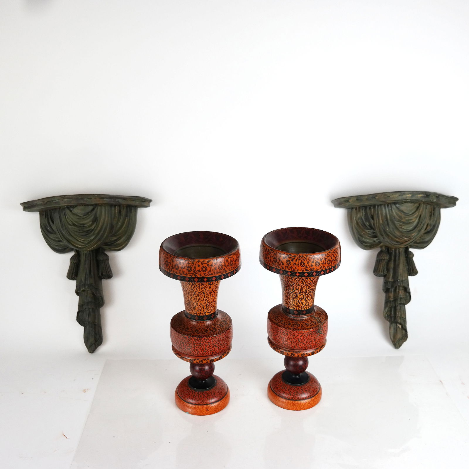 Pair of Wall Brackets w/ Pair of Urns (1 of 10)