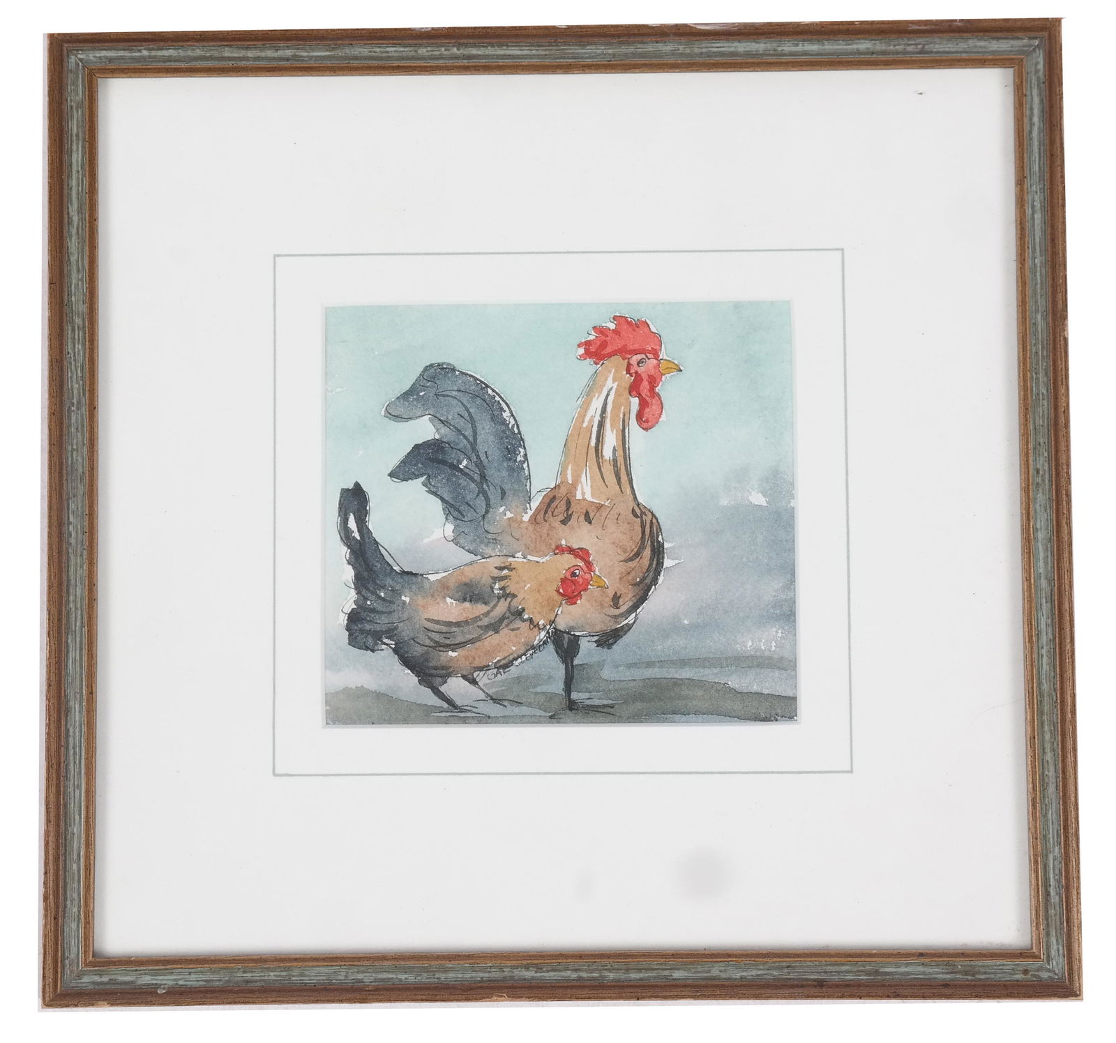 Two Roosters - Watercolor Painting (1 of 5)