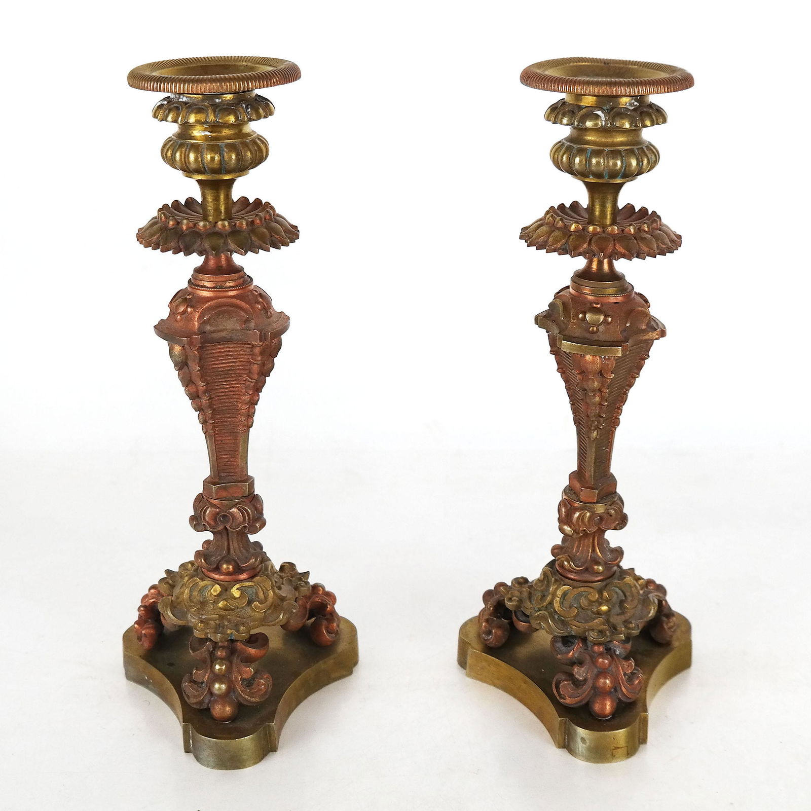 Pair of Bronze Louis XVI-Style Candlesticks (1 of 9)
