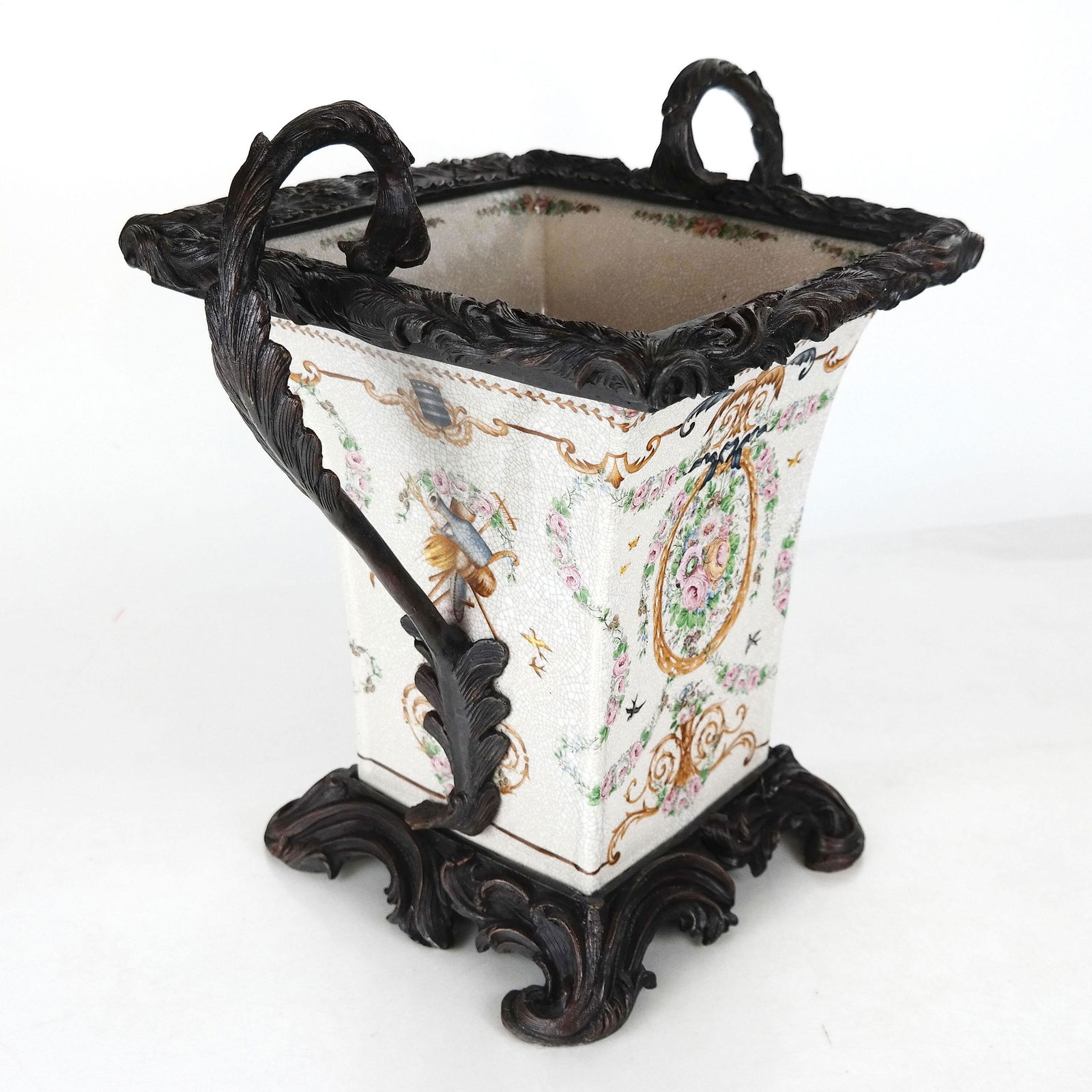 French-Style Large Square Porcelain Vase (1 of 7)