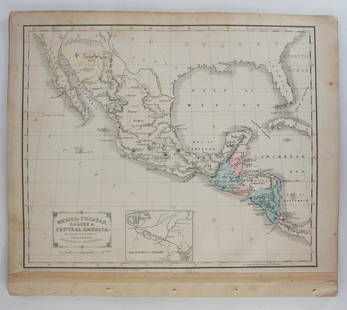 Lot of 10 Map-Sheets, 1855-56: Lot of 10 map-sheets, mostly hand-colored, 5 double-page, authored by S.S. Cornell, comprising 21 loose maps (20 are hand-colored), 5 are double-page, plus full-page with 17 Principal U.S. Cities