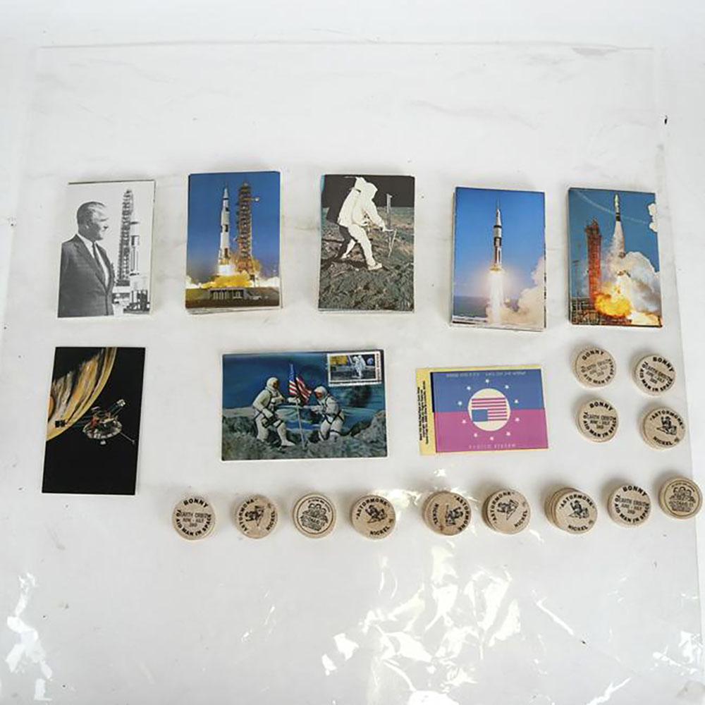 Mixed SPACE Lot: Wooden Nickels & Postcards (1 of 8)