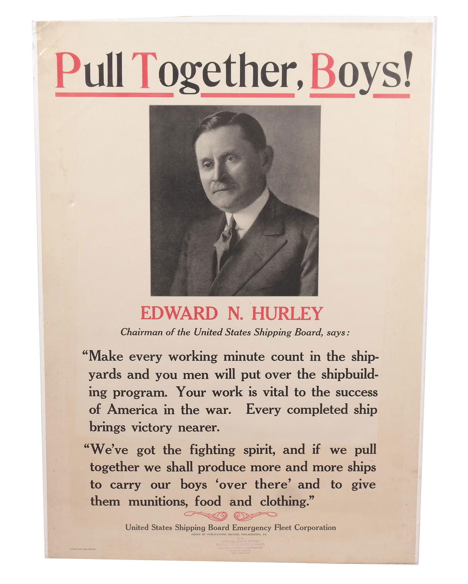 Portrait of Edward N. Hurley WWI Poster (1 of 4)