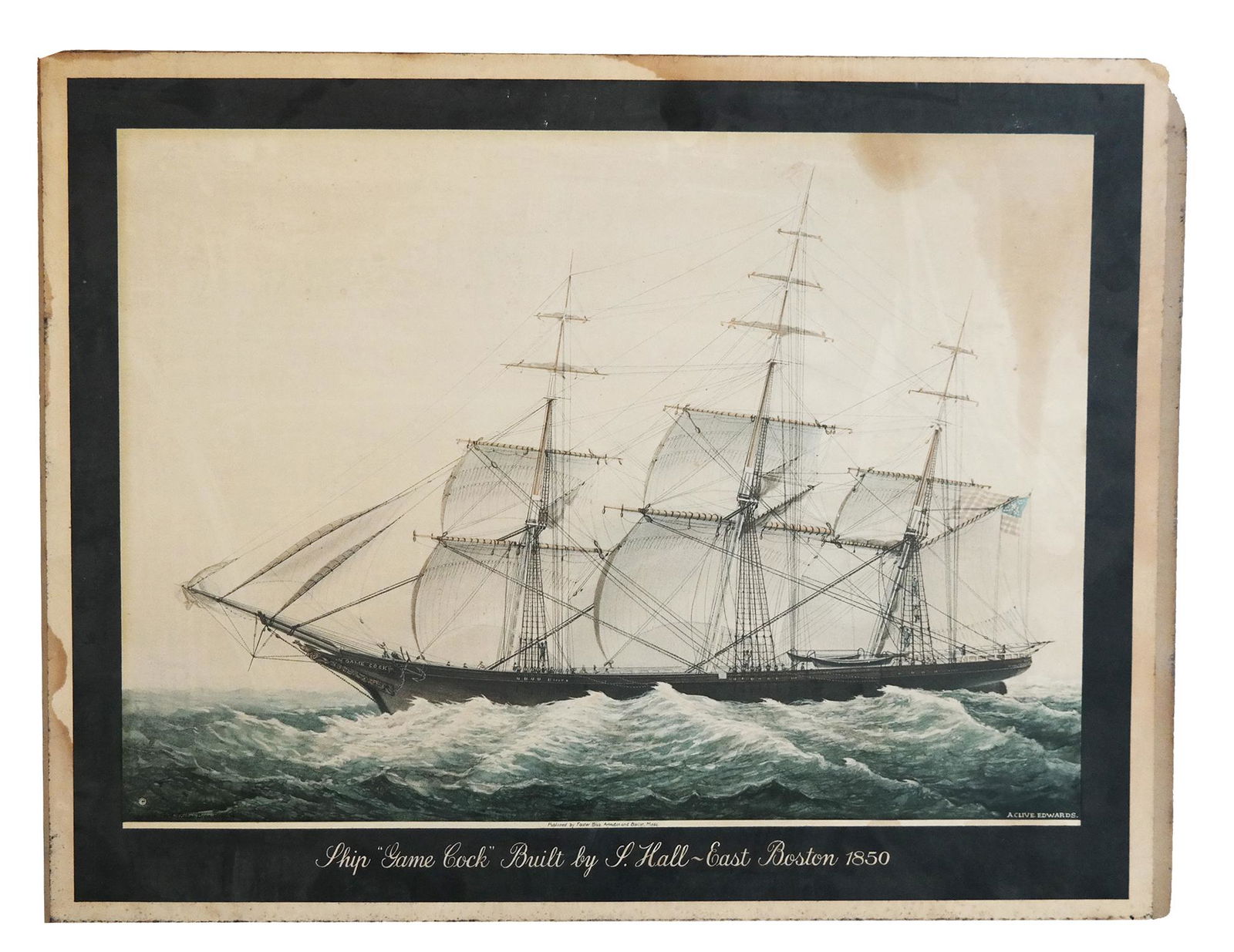 Unframed Lithograph of Ship "Game Cock" (1 of 5)