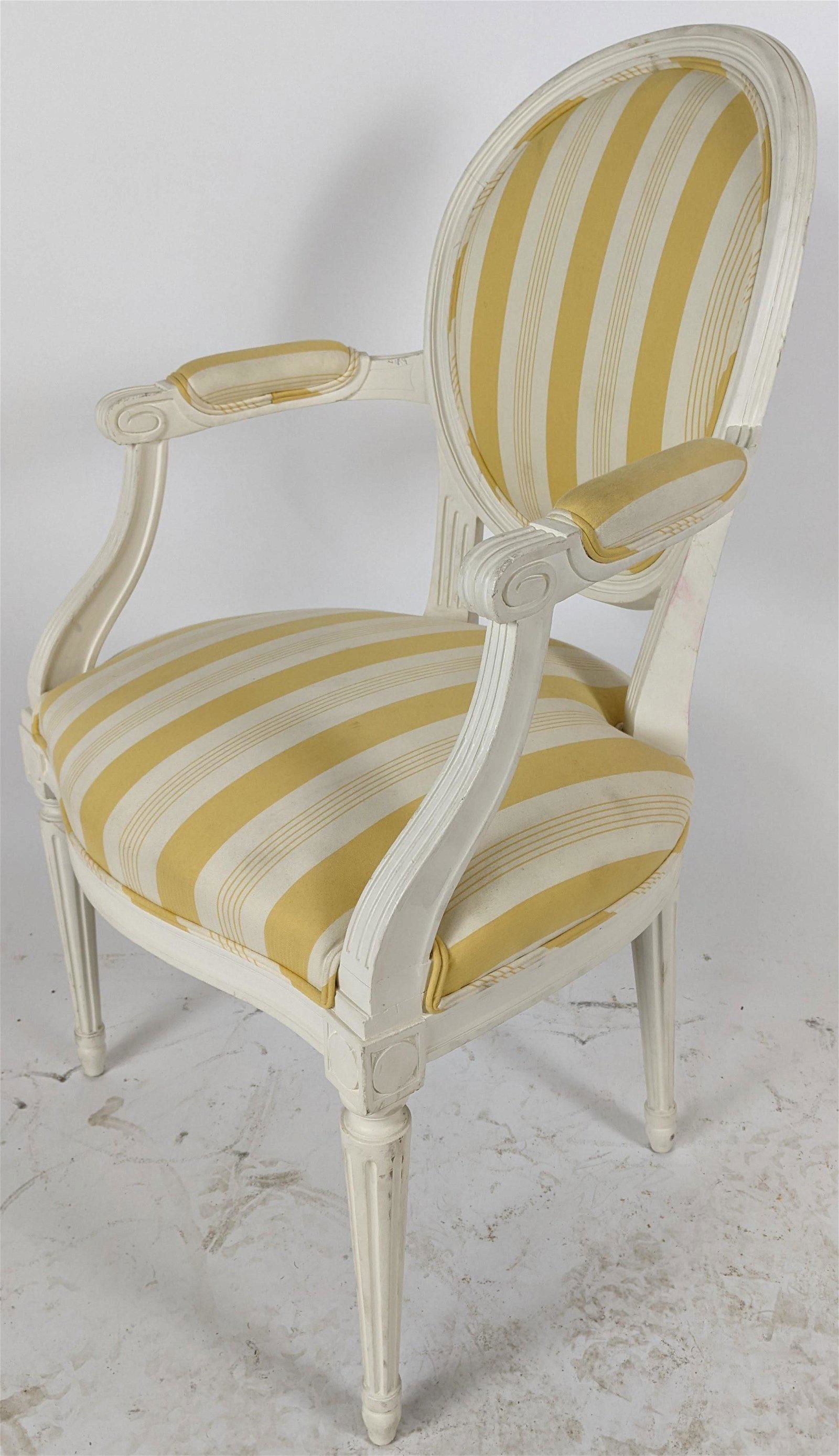 Louis XVI-Style Painted Open Arm Chair (1 of 9)