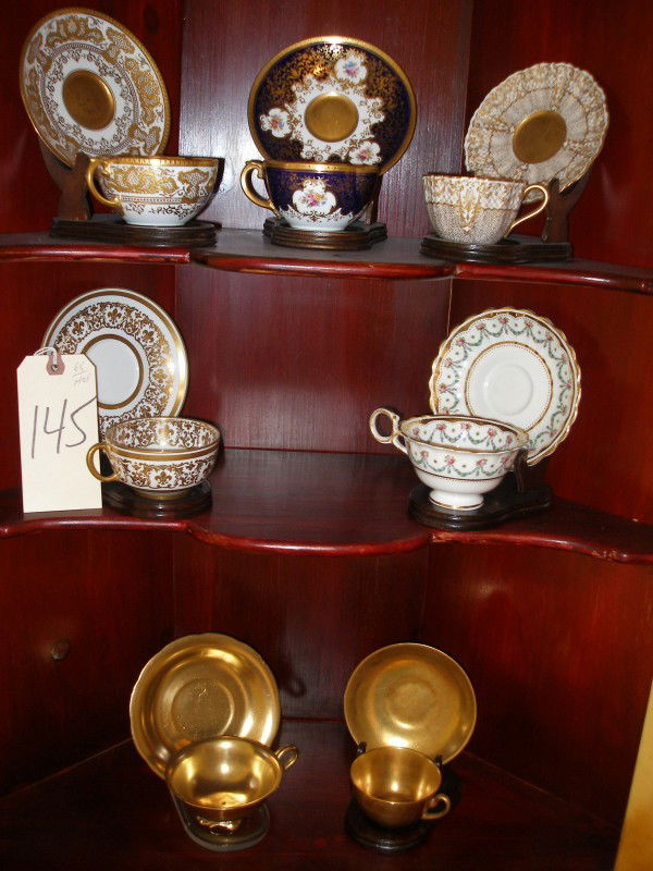 Group Porcelain Tea Cups & Matching Saucers, Royal: Porcelain tea cups and matching saucers, Royal Doulton, Coalport, Ovington Bros. 14 pieces total. Measurements: