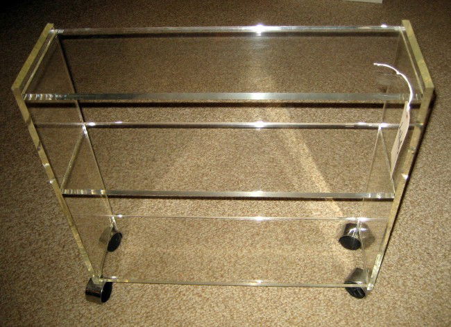 Lucite 3 Tier Book Shelf, Probably Karl Springer: Lucite 3 Tier Book Shelf, Probably Karl Springer Measurements: