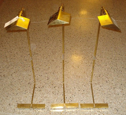 3 Lamps by Cedric Hartman, Mid Century Modern: Three Brass Mid Century Floor Lamps, "Hartman Maker" 37"H x 13"D x 11"L Measurements: