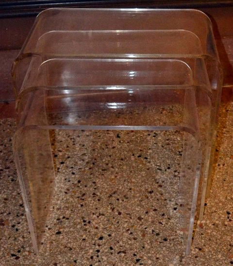 Nest of 3 Lucite Tables, Graduated Sizes, Probably: Nest of 3 Lucite Tables, Graduated Sizes, Probably Karl Springer Measurements: