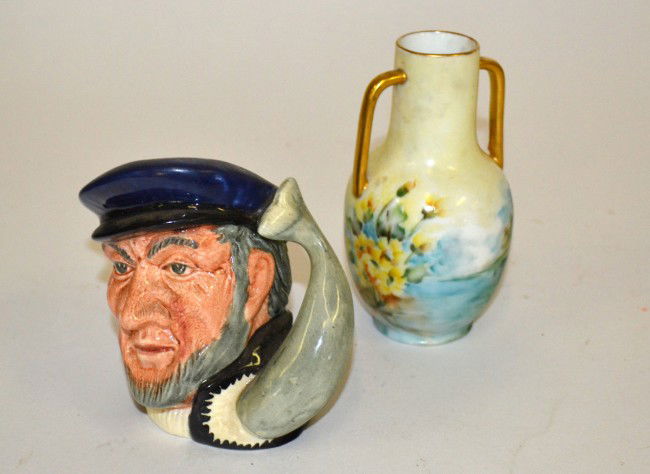 Royal Dalton Toby Mug with Vase: Hand painted, floral