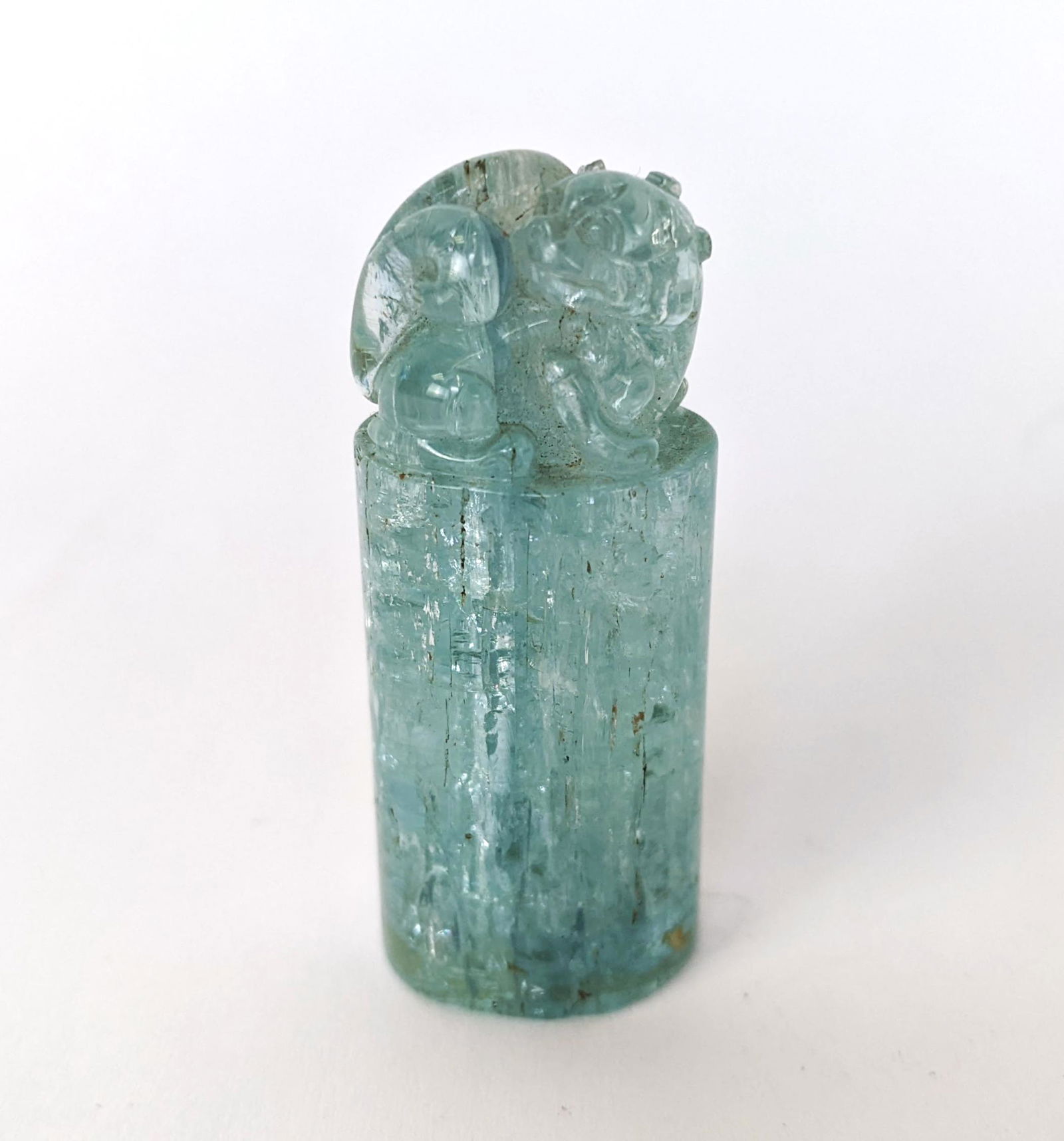 Chinese Miniature Aquamarine Seal Figure (1 of 7)