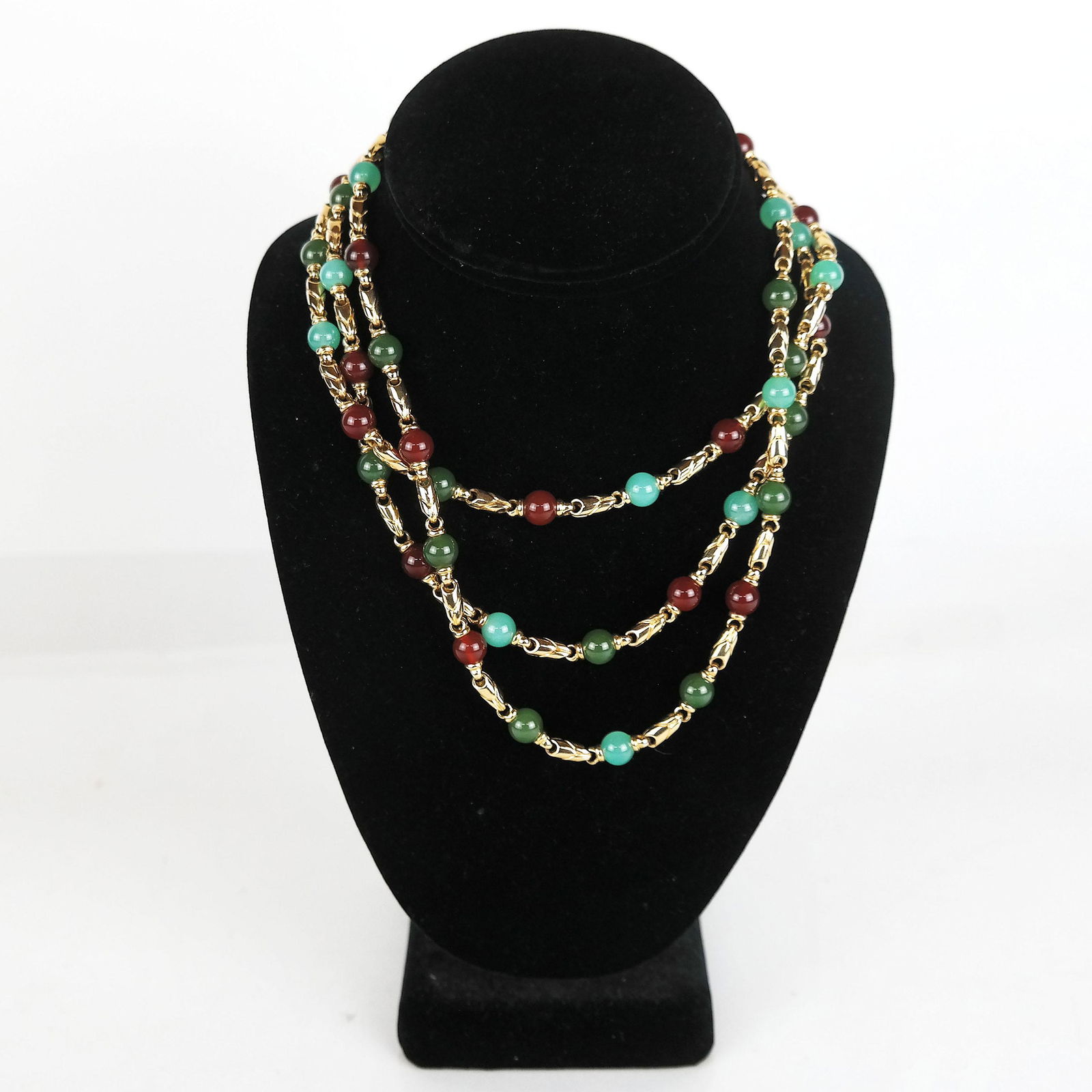 Bulgari 18K Gold & Stones Triple Strand Necklace (1 of 14)