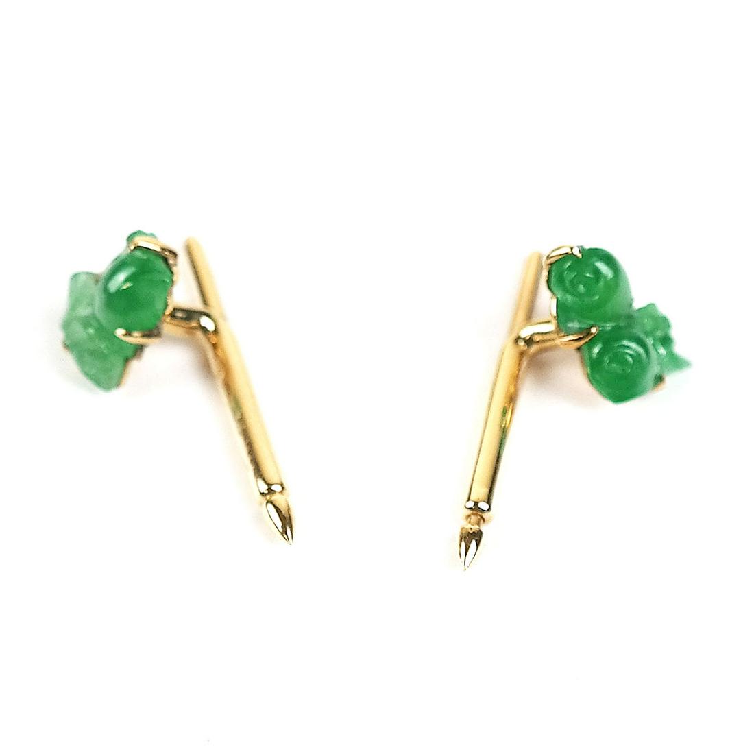 Pair of 14K Gold and Jade Cufflinks (1 of 8)