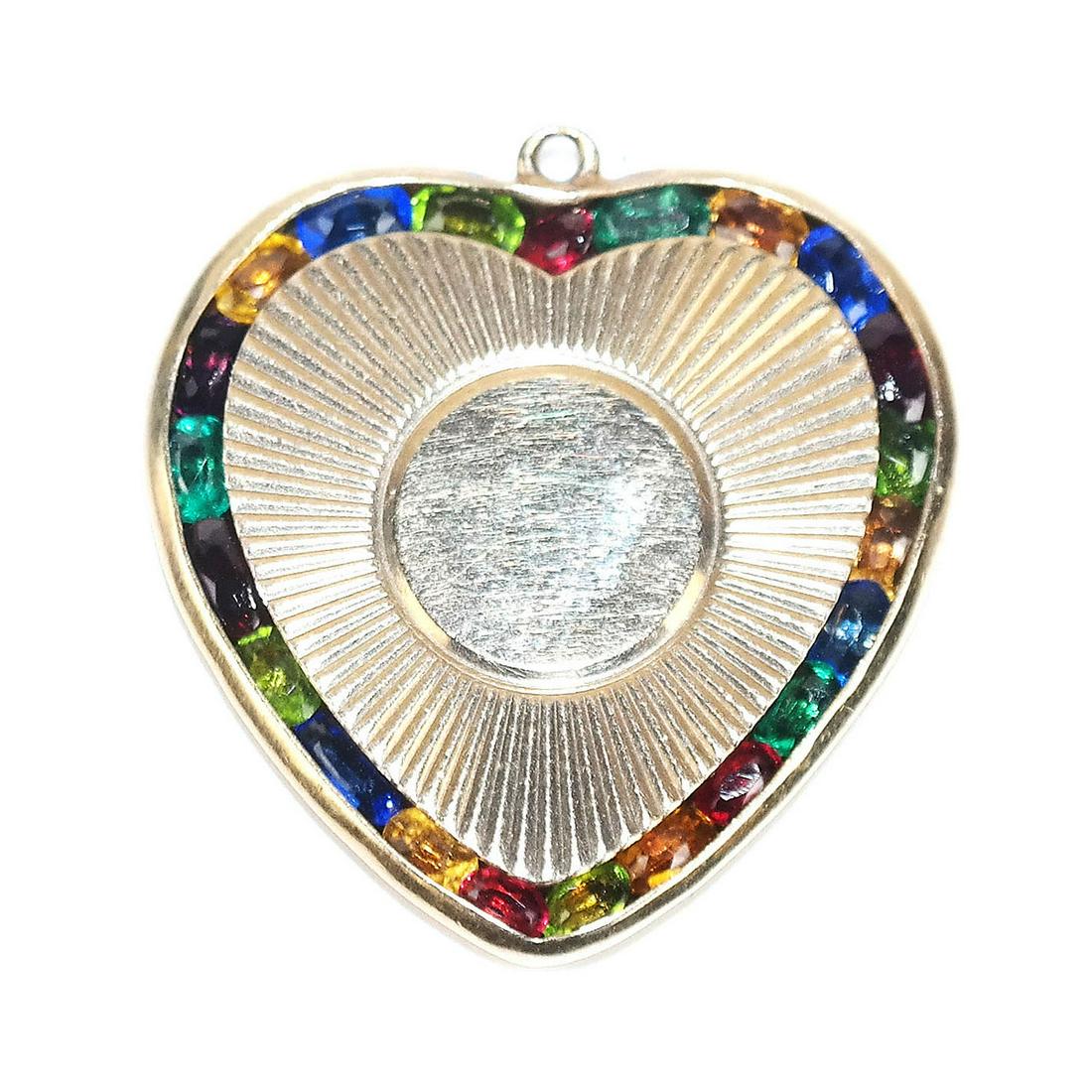 14K Gold and Multicolor Stone Heart Pendant (1 of 7)