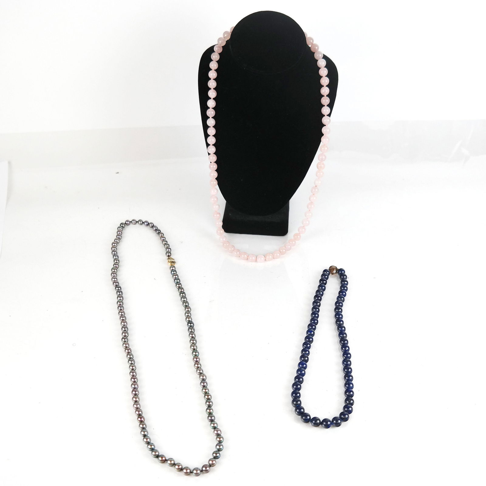 Group of Lapis, Rose Quartz & Pearl Necklaces (3) (1 of 15)
