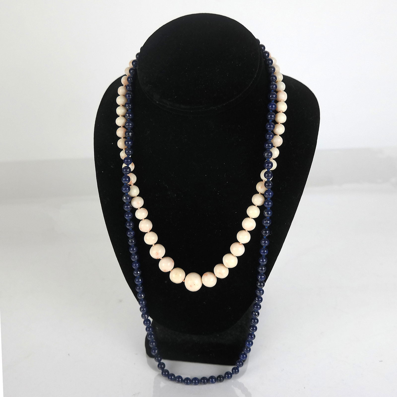 Two Necklaces: White Coral and Lapis Lazuli (1 of 13)