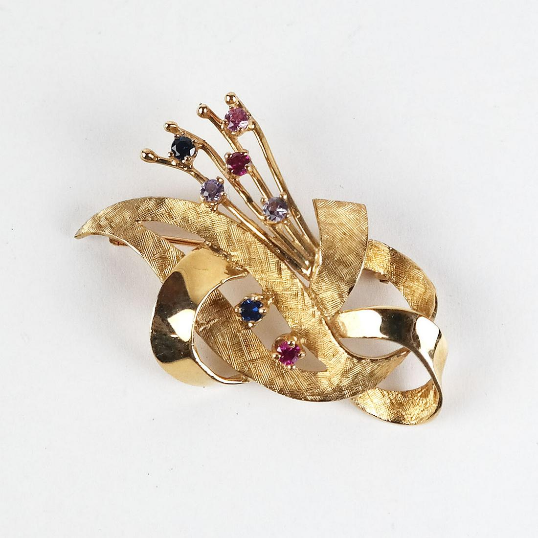14K Gold, Sapphire & Ruby Pin (1 of 8)