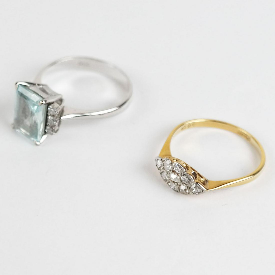 14K Gold & Aquamarine Ring, 18K & Diamond Ring (1 of 15)