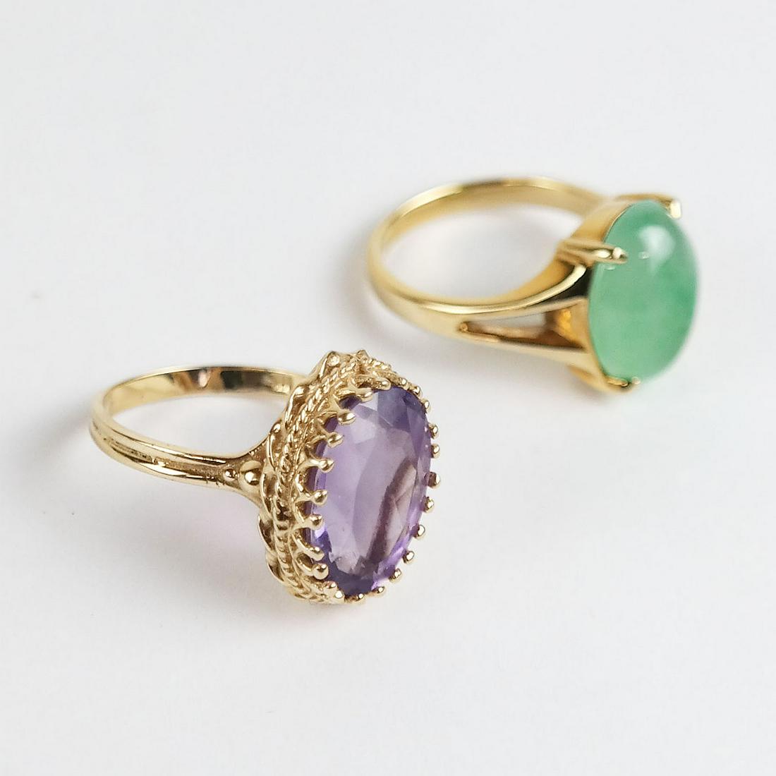 18K & Jade Ring, and a 14K & Amethyst Ring (1 of 15)