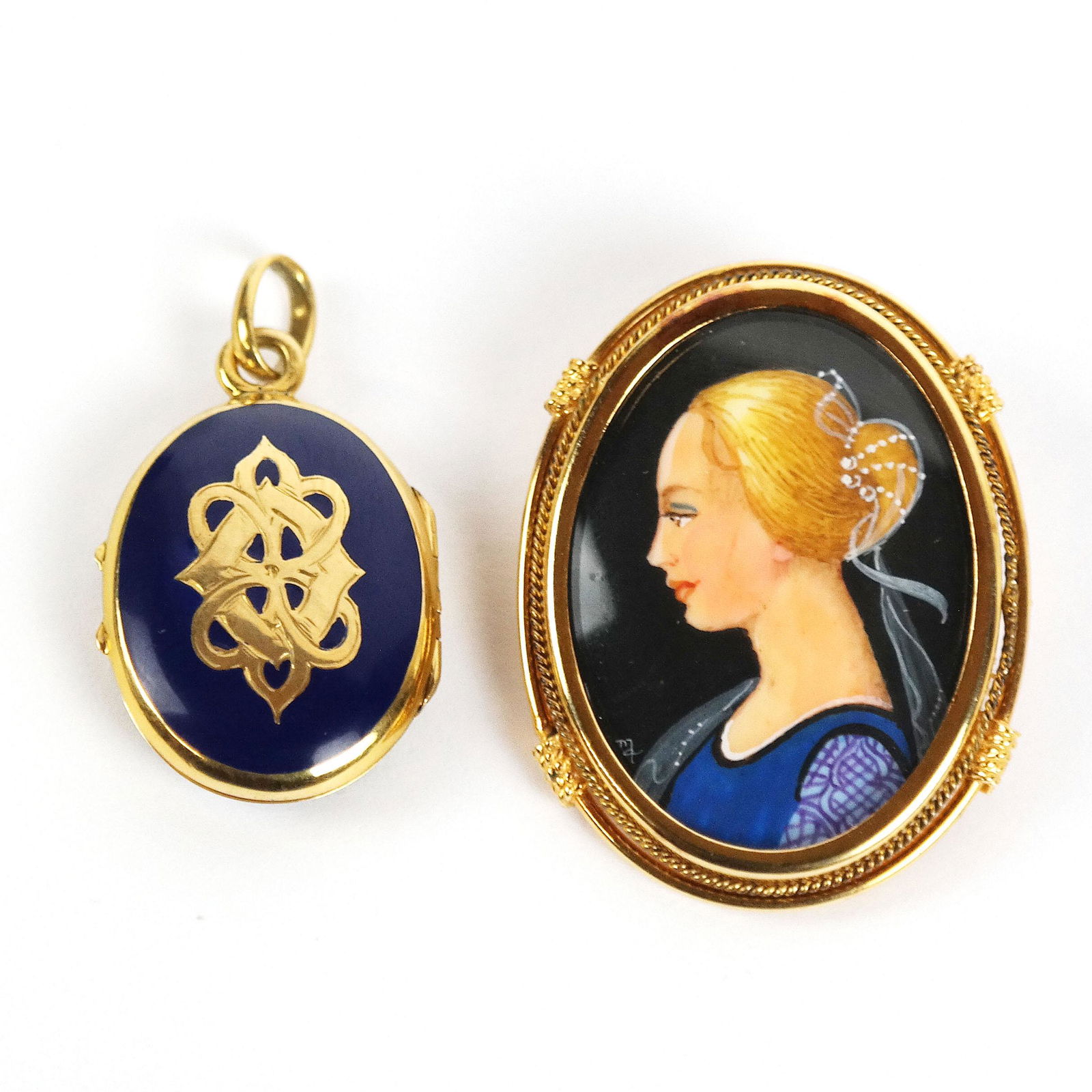 Two 14K Yellow Gold Items - Locket & Pin (1 of 9)