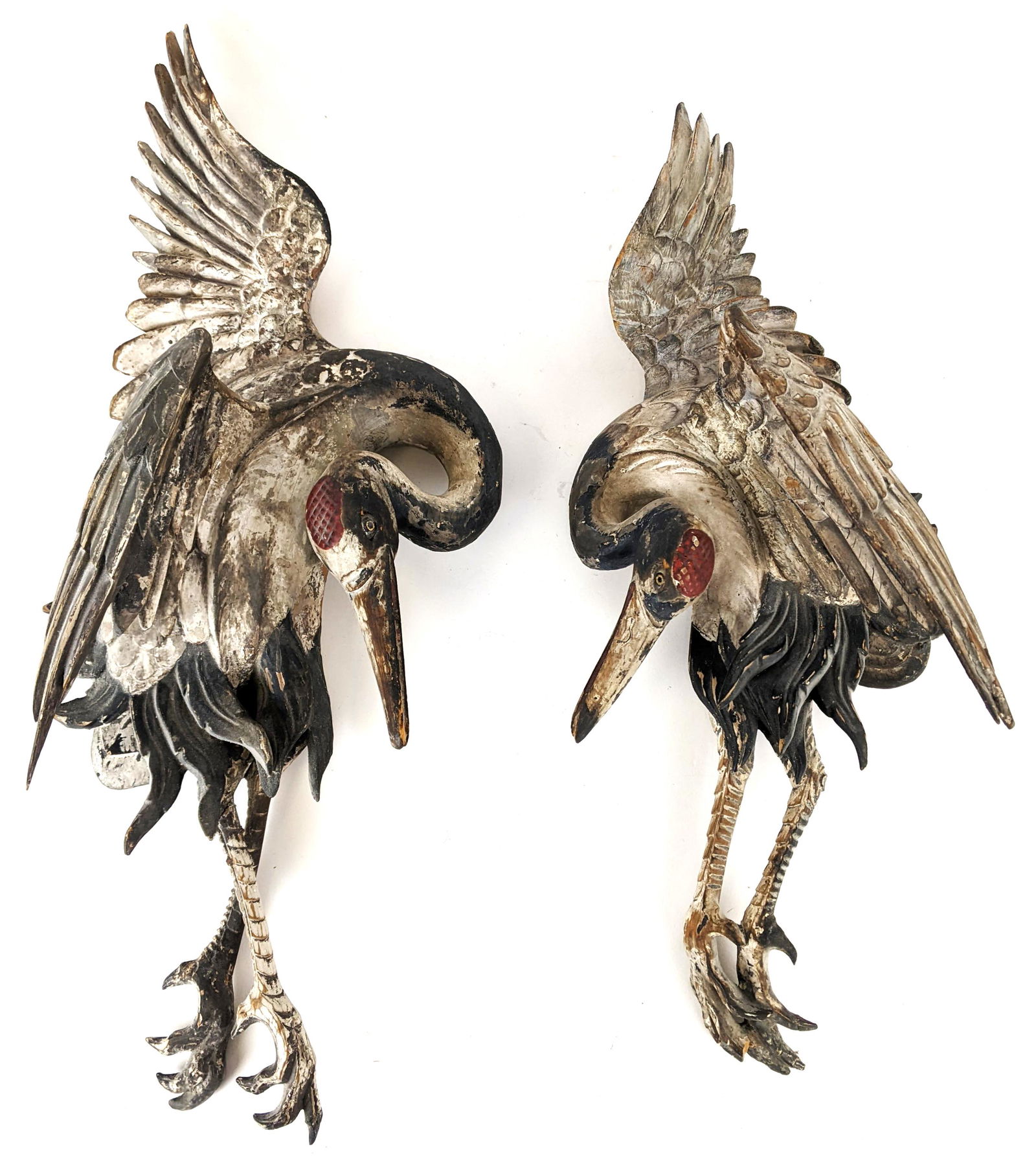 19th Century Wood Carved Asian Cranes (1 of 20)
