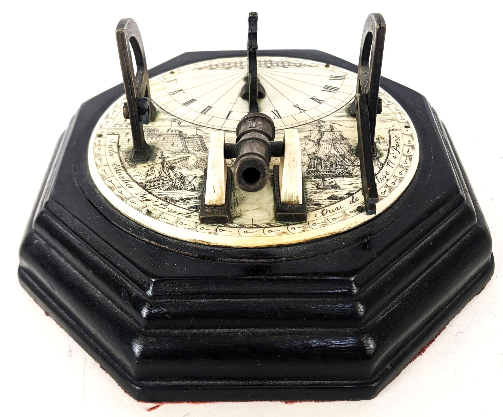 French Bronze & Marble Sundial with Cannon (1 of 14)