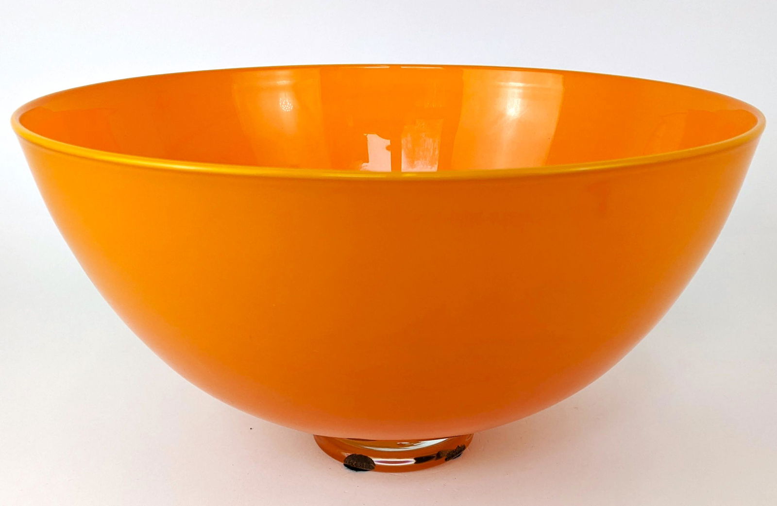 Orange Art Glass Bowl, Signed "Kent Thinz" (1 of 11)
