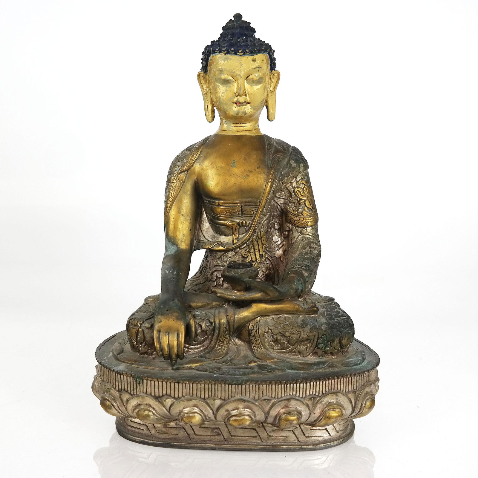 Asian Brass Seated Buddha Temple Figure (1 of 8)
