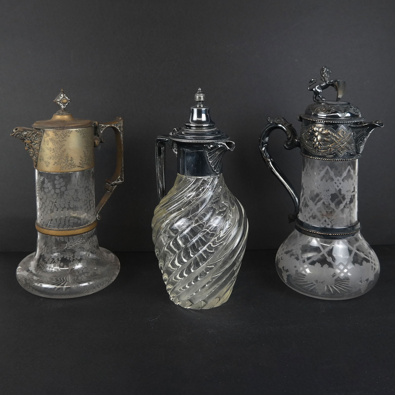 Three Vintage Mounted Glass Pitchers (1 of 14)