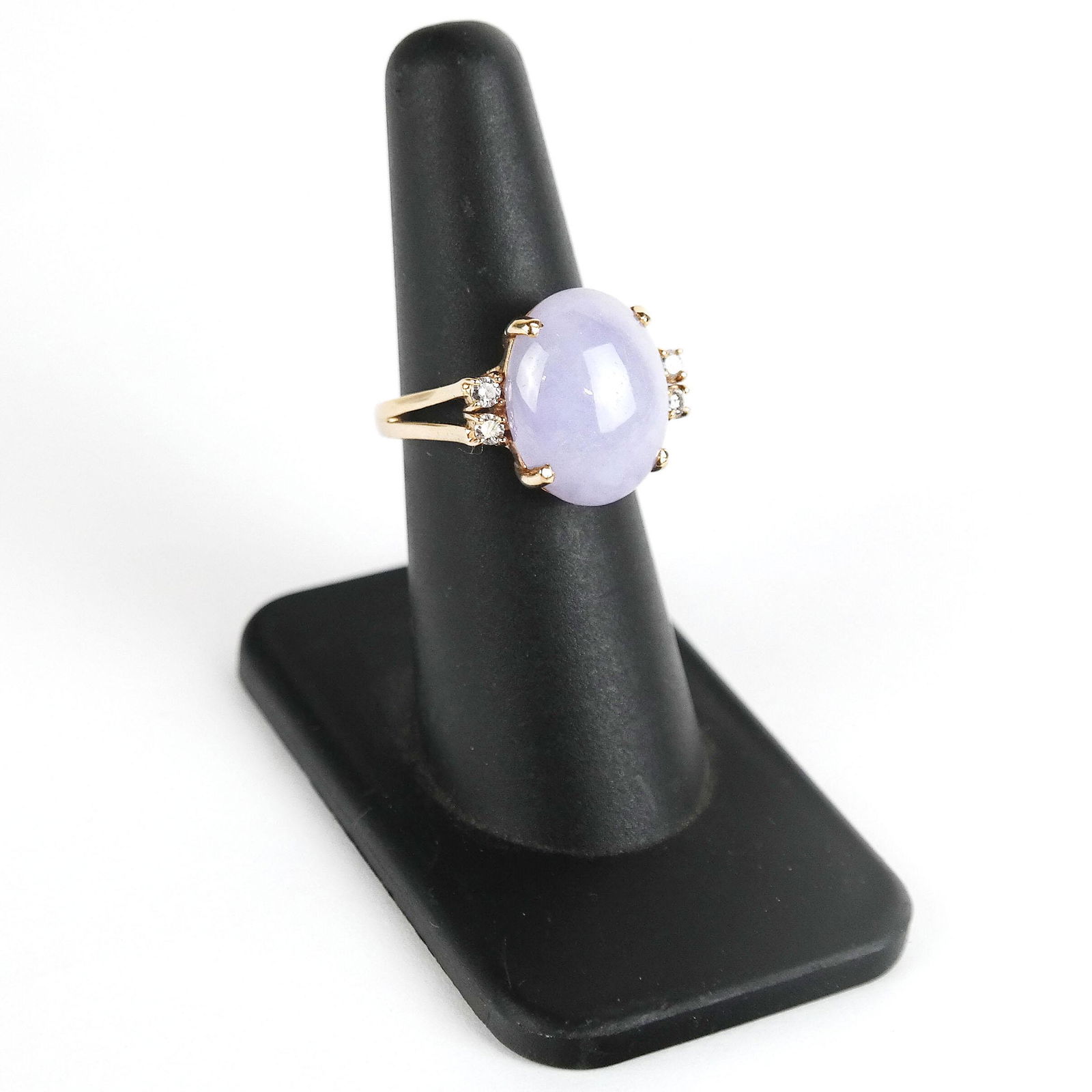 14K Gold & Lavender Jade Cabochon Ring (1 of 9)