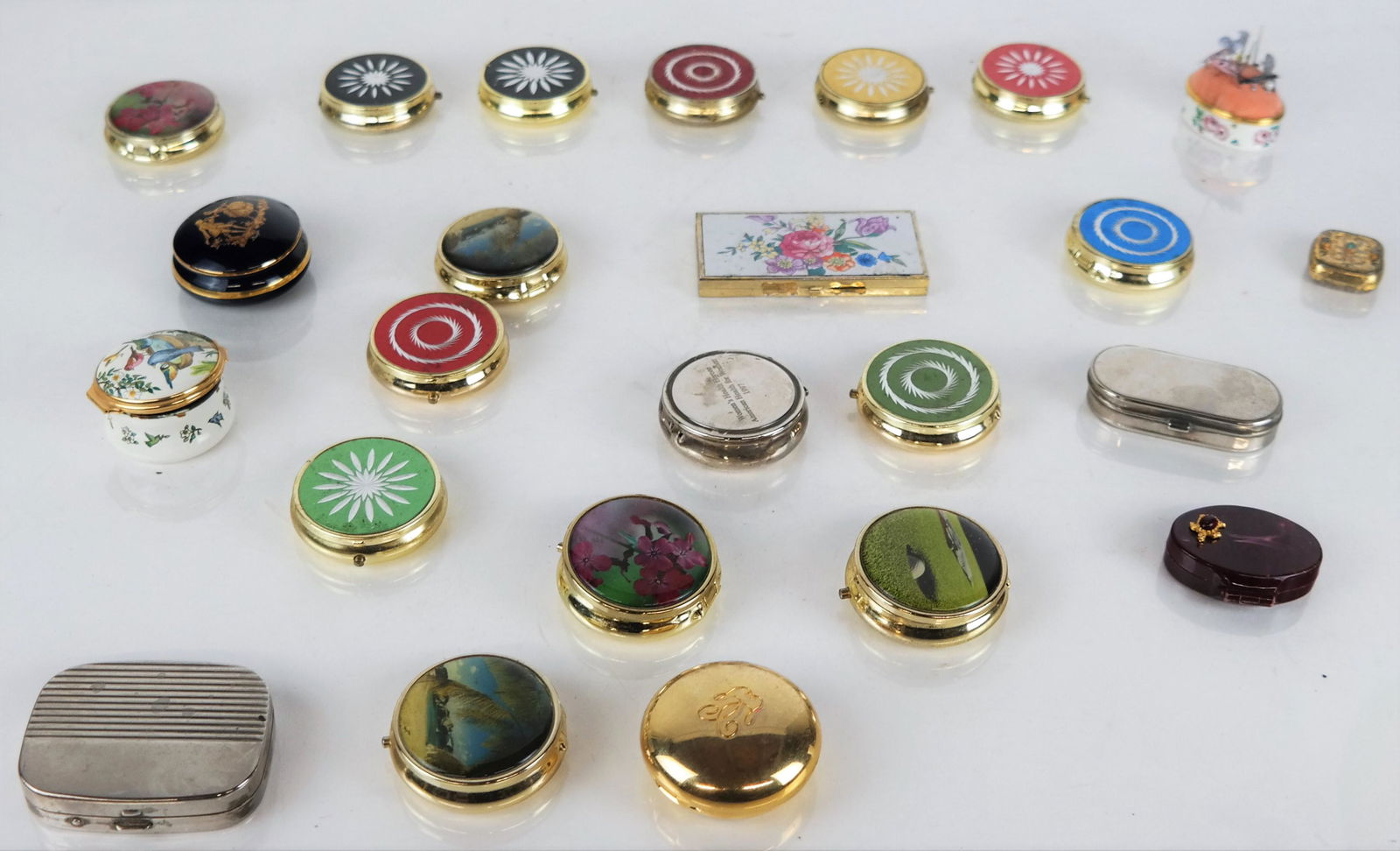 Lot of 24 Enamel & Metal Pillboxes (1 of 7)