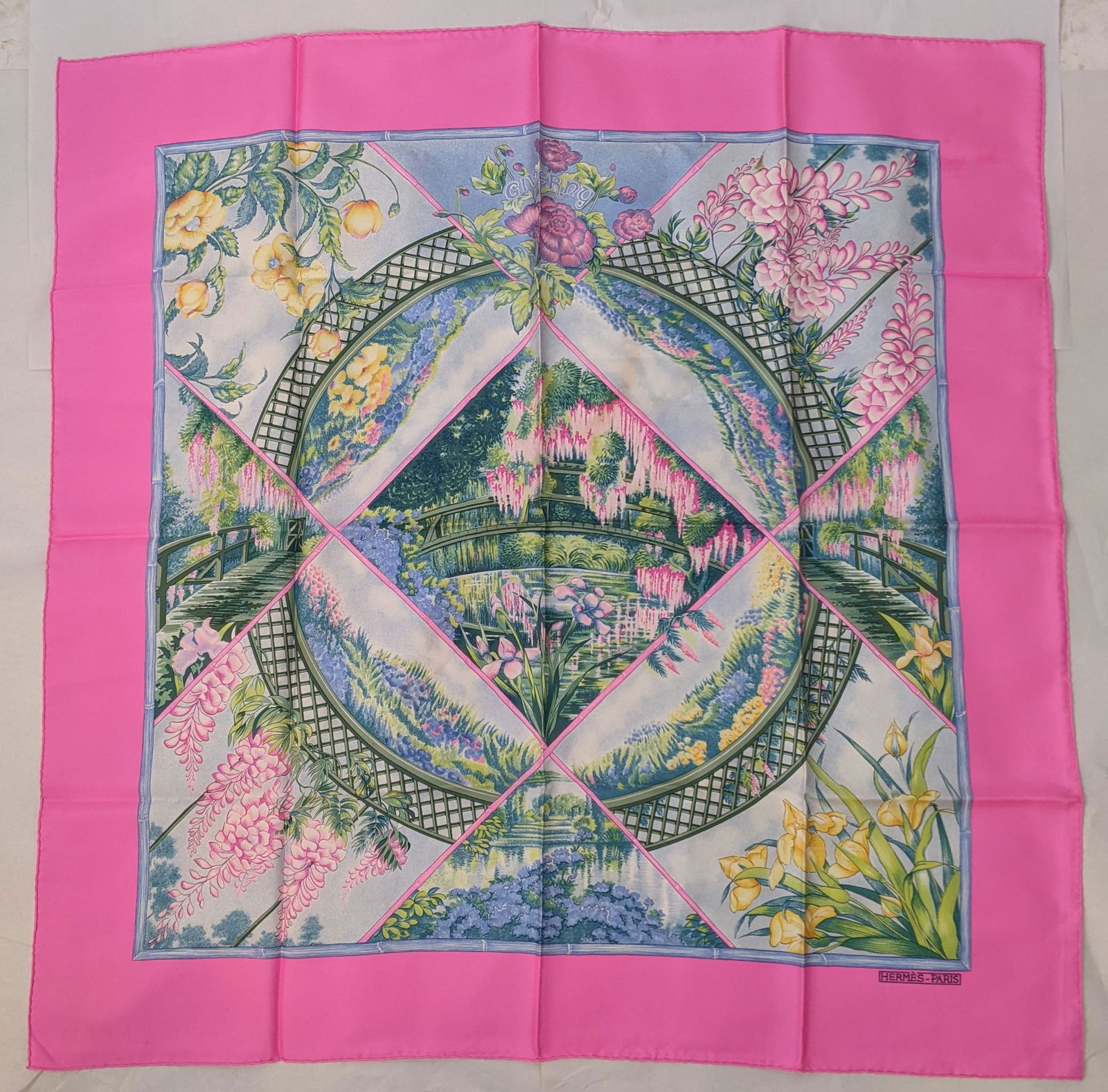 Hermes 100% Silk Scarf in Water Lily Pattern (1 of 9)