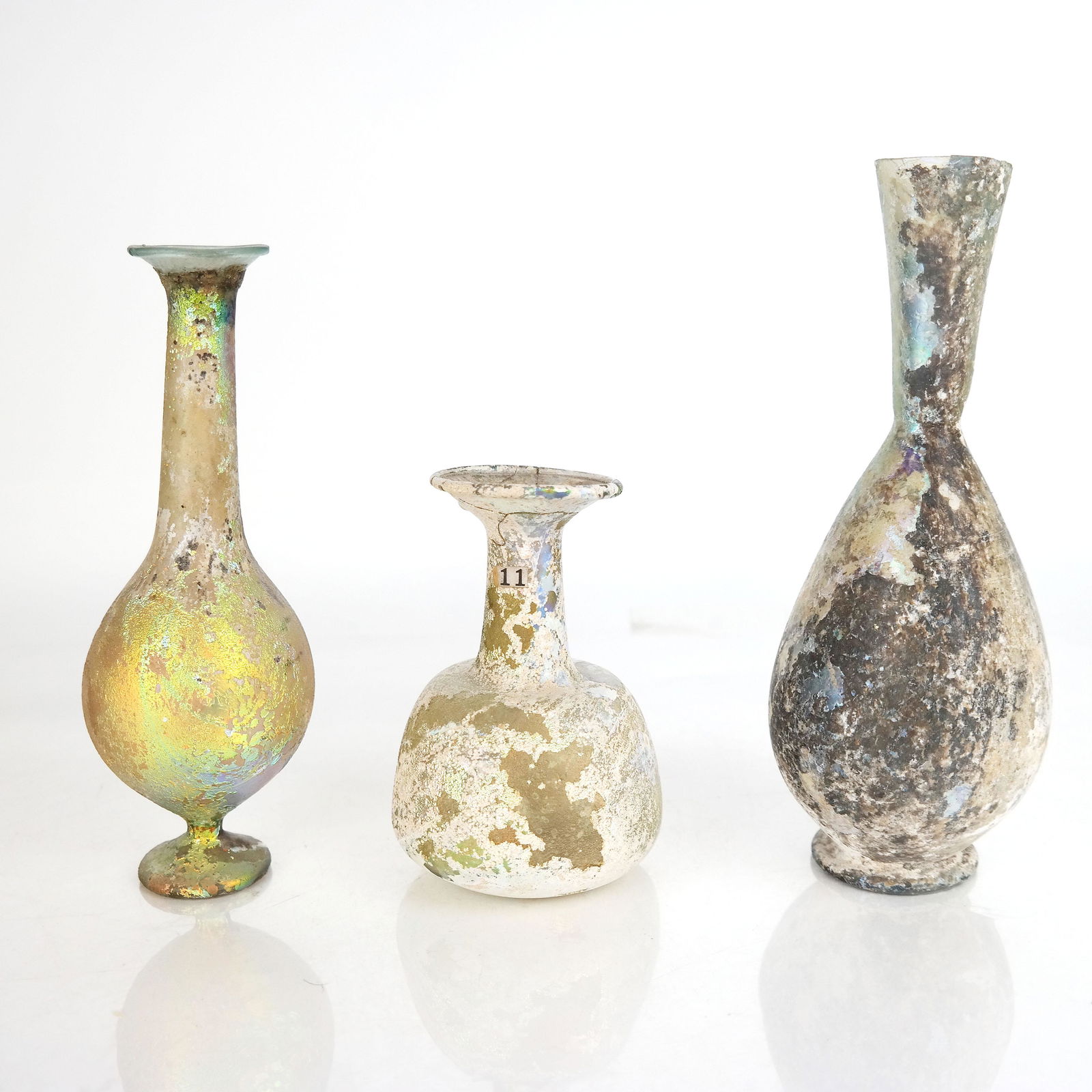 Lot of 3 Ancient Roman Iridescent Glass Vessels (1 of 17)