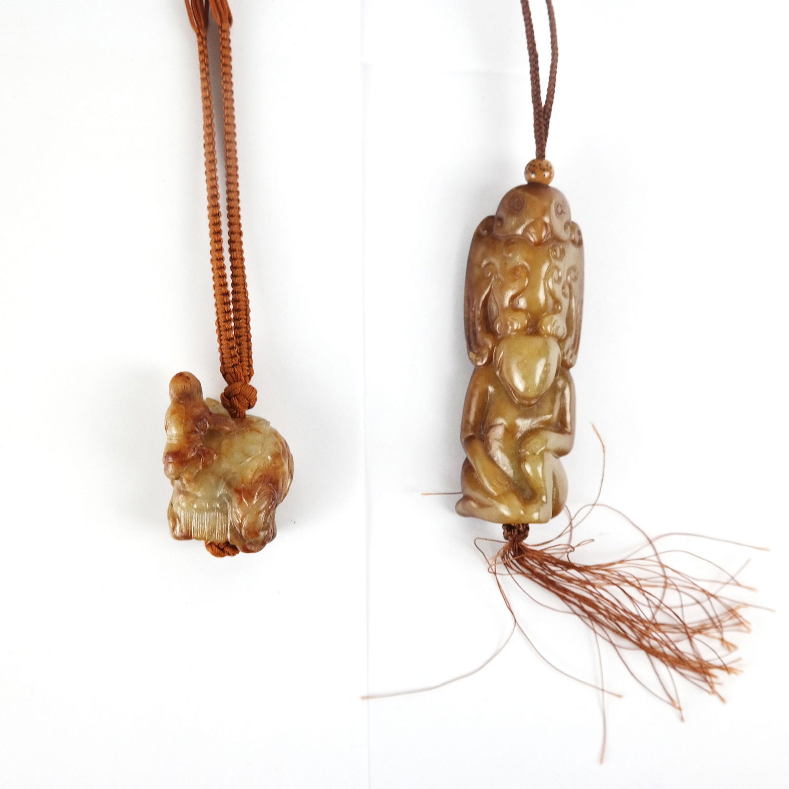 Two Chinese Carved Hardstone Pendants (1 of 16)
