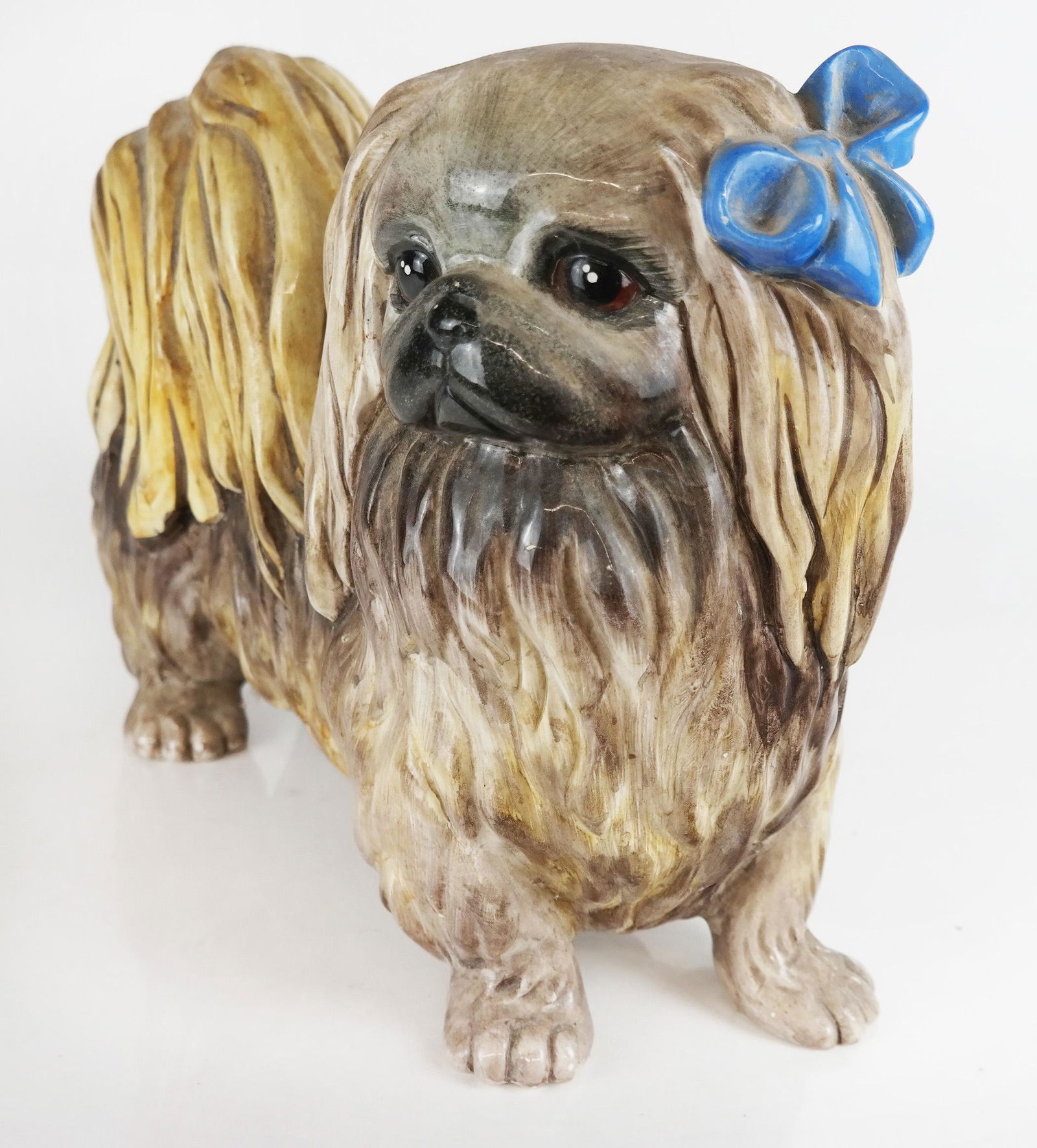 Italian Majolica Ceramic Pekingese Dog Sculpture (1 of 7)