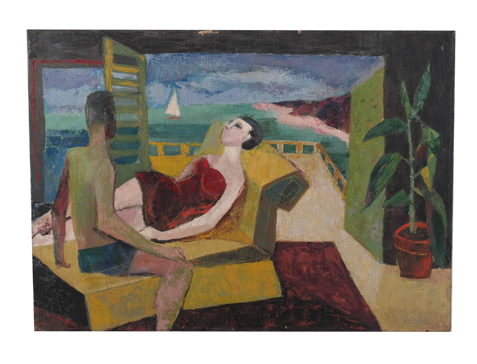 V. FINN: "A Couple in Bathing Suits" - O/C (1 of 7)