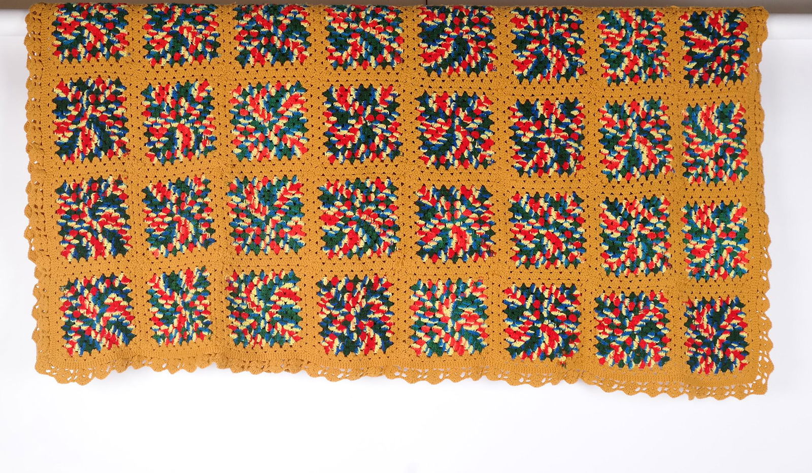 Large Hand-Crocheted Patchwork Bedspread (1 of 6)