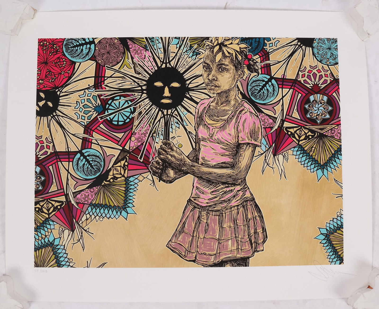 SWOON: "Edline" - Three Prints: Three unframed prints by Swoon (Caledonia Curry), titled "Edline," 2020. One signed lower right, others signed on verso. Hand numbered editions - 54/225; 43/350; and 58/350. Marked with Heliotrope Fou