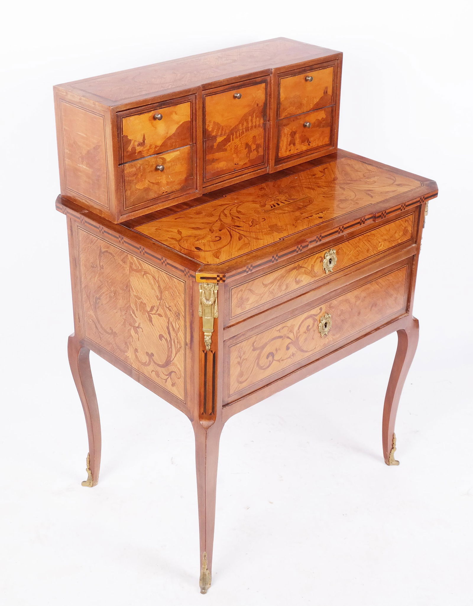 French Two Part Lady's Desk Chest (1 of 13)