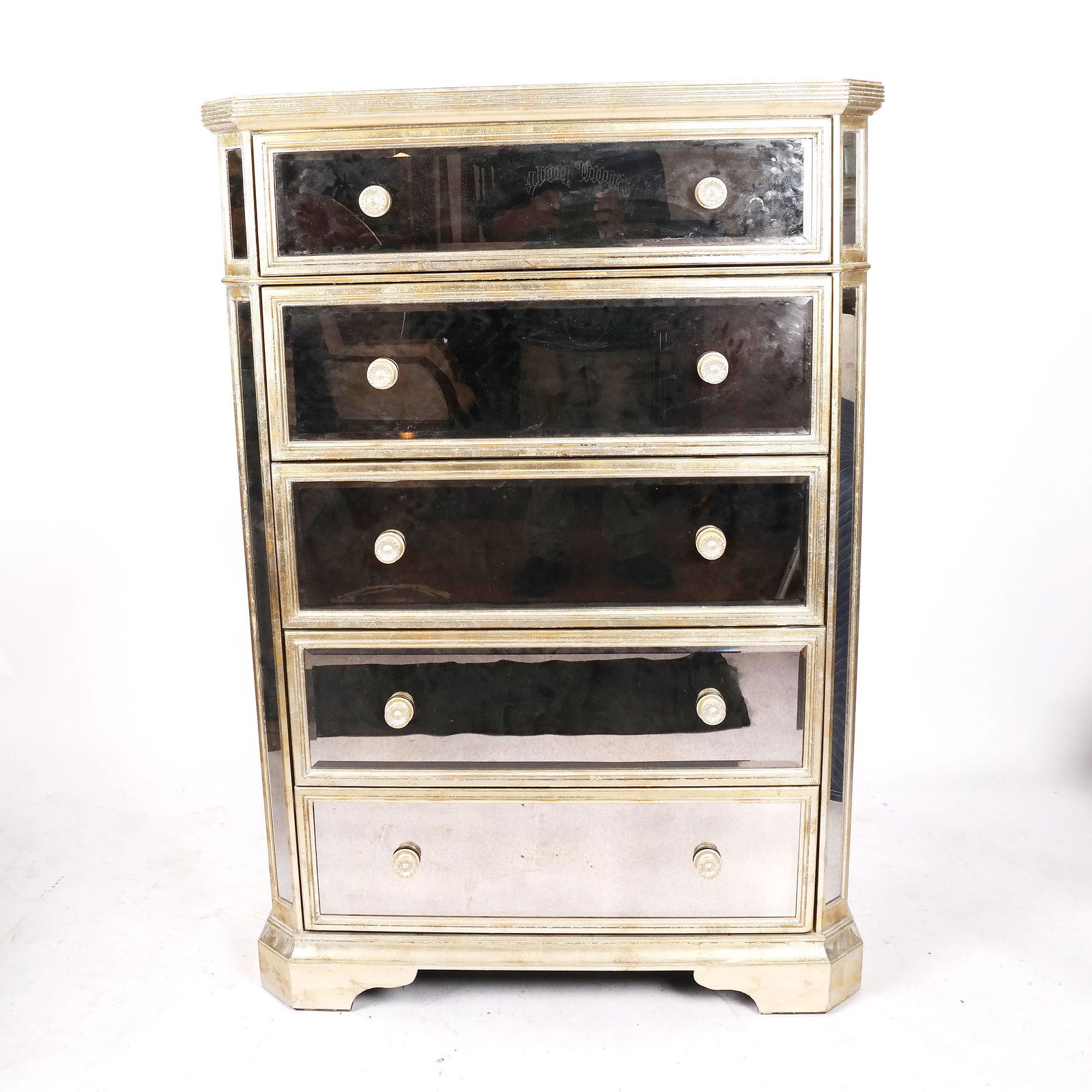 Modern Silvered & Mirrored Tall Chest (1 of 10)