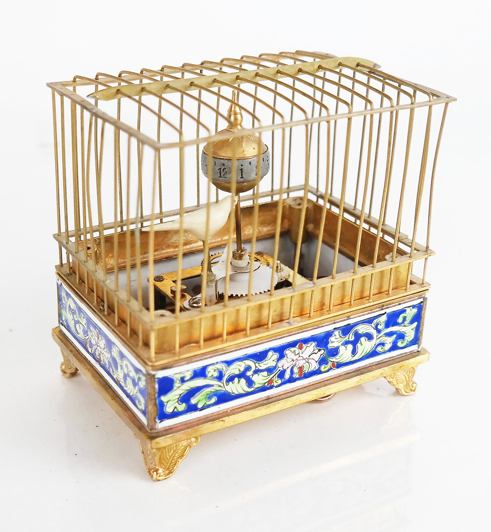 Cloisonne & Bronze Bird Music Box: Cloisonne and bronze bird music box. [4" H x 4" W x 2 1/2" D]. In good condition.