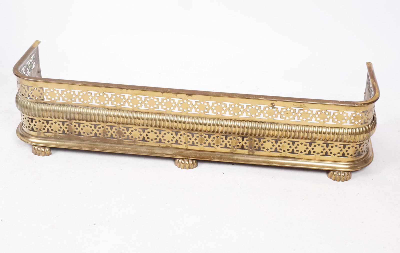 Regency Brass Pierced Fireplace Fender (1 of 5)