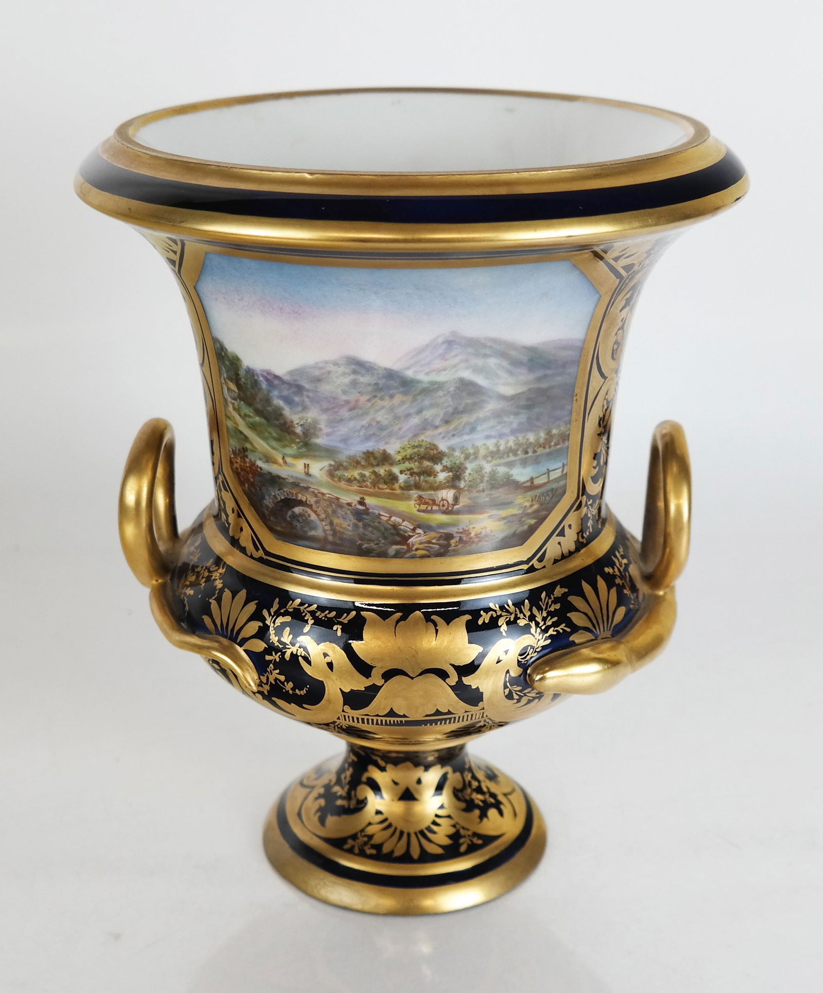 English Gilt & Cobalt Blue Porcelain Vase (1 of 9)