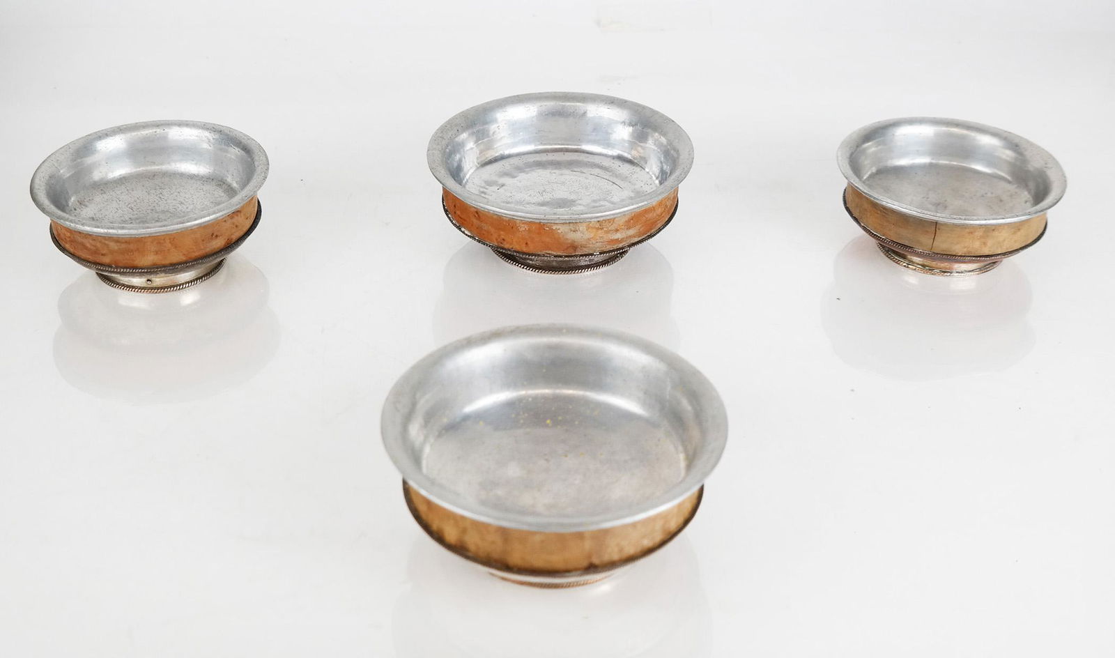 Set of Four Silver Plate Metal & Cork Bowls (1 of 11)