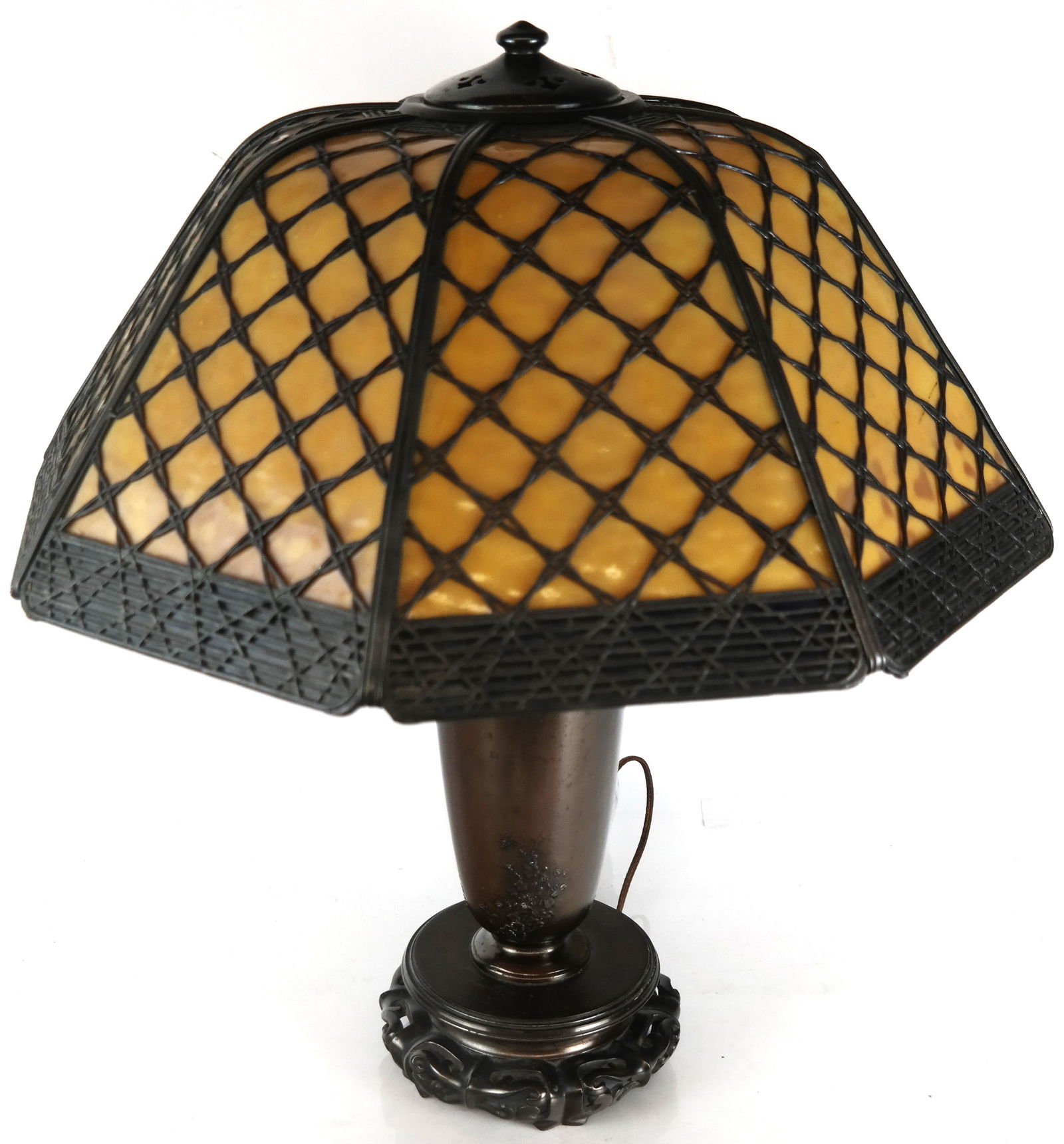 American Slag Glass Bronze Table Lamp (1 of 17)