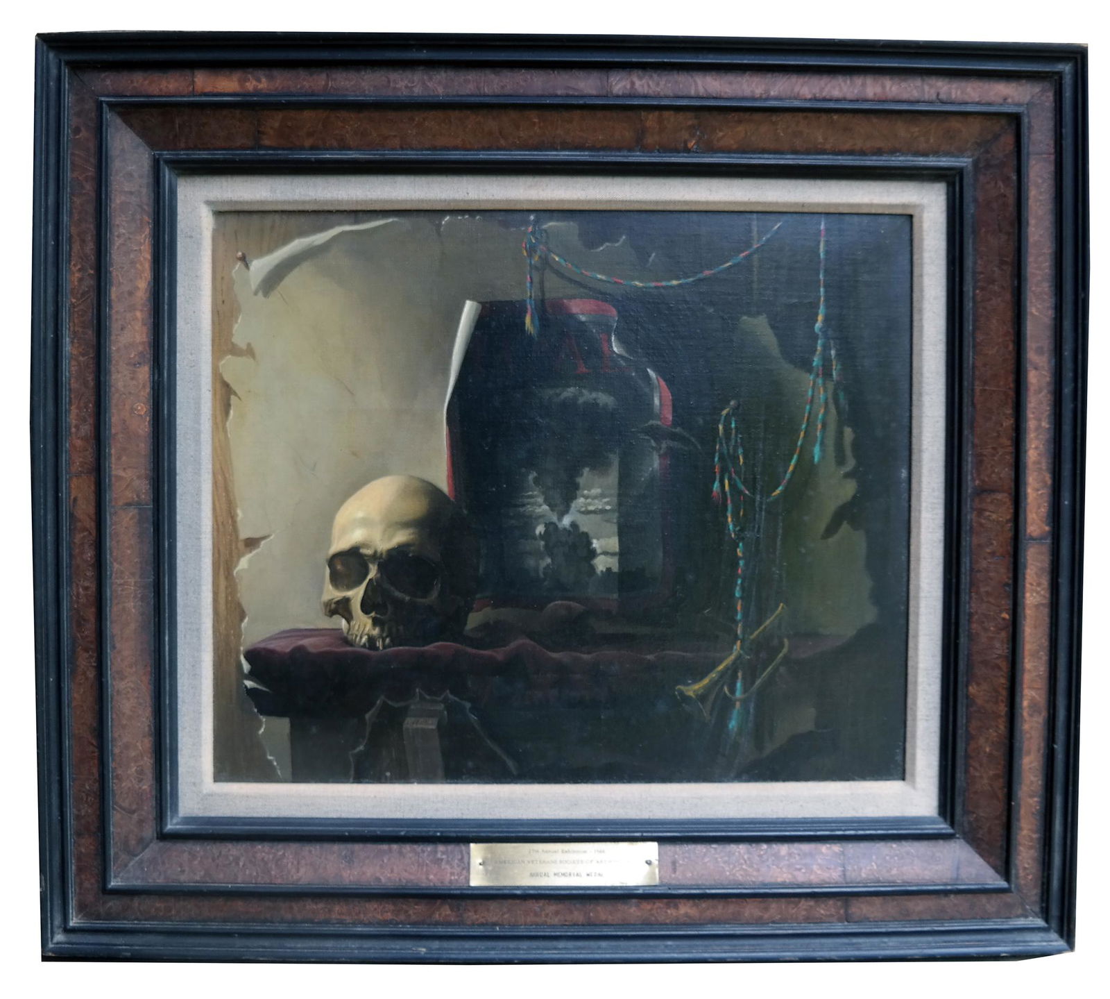 Mervin KONIG: Still Life of Skull: Mervin Konig still life of skull. Signed verso of frame. Provenance: Estate of Florence and Herbert Irving. [Art: 14" H x 18" W; Frame: 21" H x 25" W].