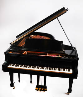 Steinway & Sons Concert Grand Piano - Model B: Steinway & Sons black concert grand piano, with tapered legs and bench. Model B. Circa 1982. Serial # 480732. [83" Long]. In good, original condition.