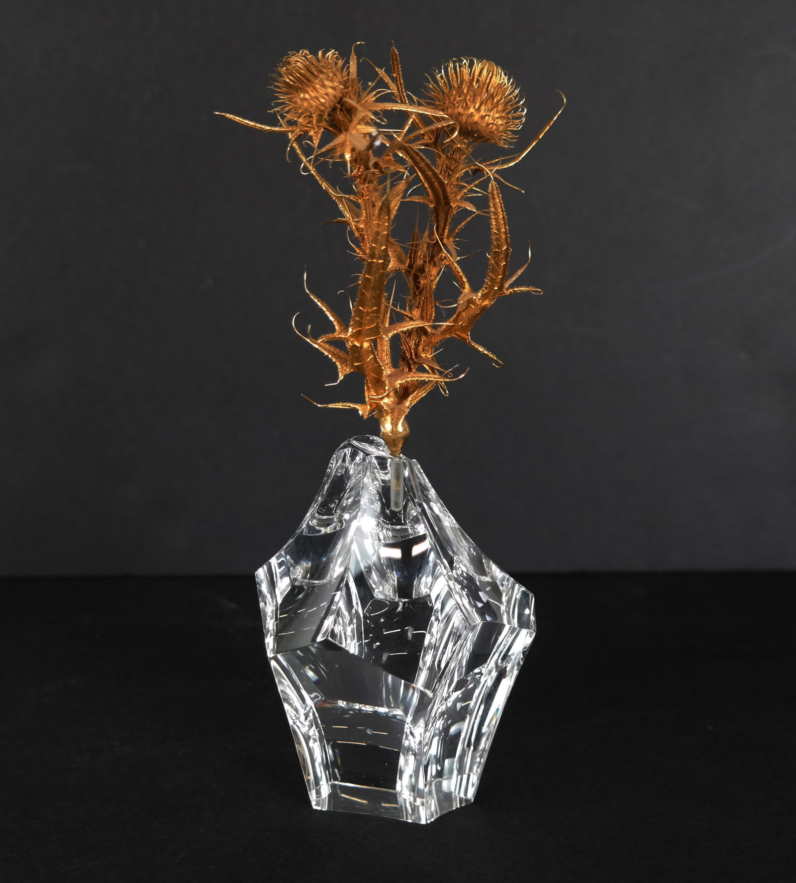 Steuben Crystal Vase with a Gold Vermeil Thistle Weed Finial (1 of 8)