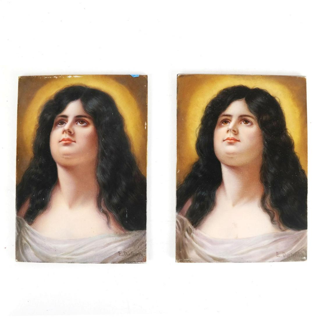 Pair KPM Signed Portrait Plaques (1 of 6)