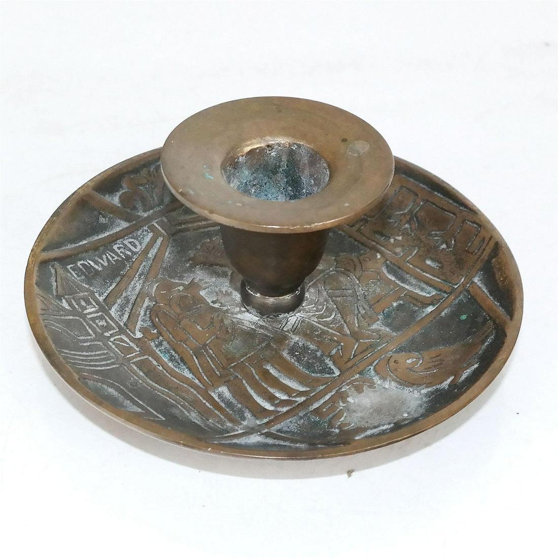 Aedel Malm Bronze Candle Holder: Aedel Malm bronze candle holder. [2" H x 4 1/4" Diam.].